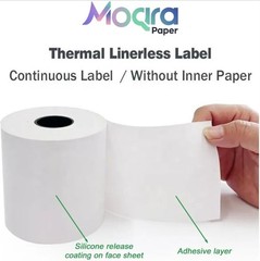 Moqra Paper Linerless Removable Thermal Labels 3 1/8in x 170ft 12 Rolls/Box