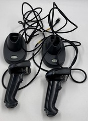 LOT OF 2 HONEYWELL NCR 1902 497-0434401 BLACK BARCODE SCANNERS WITH CHARGERS