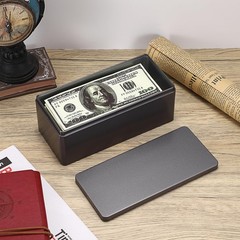 Metal Cash Box Black Money Holder Rectangular Storage Tin 7.3in Organizer