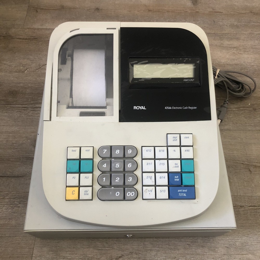 Royal 435dx Electronic Cash Register Box Tested Works No Drawer Key