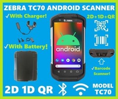 Zebra TC70 Android Handheld 2D/1D/QR Code Scanner, TC700H, Battery & Charger!🔥⭐