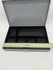 MMF Industries Metal Cash Box Removable Bill & Coin Tray 11.5&Prime;x7.8&Prime; NO KEY