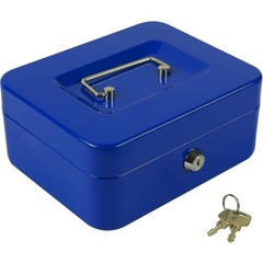 Cash Box with Key, Portable Money Tray Lock Box, 7.87&Prime;x6.30&Prime;x3.54&Prime; Blue