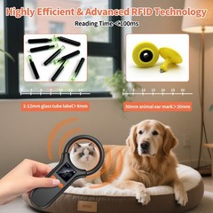 Pet Microchip Scanner, Rechargeable RFID EMID FDX-B (ISO 11784/11785) Micro C…