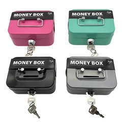Small Cash Box with Money Tray and Lock, Metal Cash Lock Box with Key