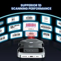 1D 2D QR Code Barcode Scanner Wireless Barcode Reader for iPhone Android iOS POS