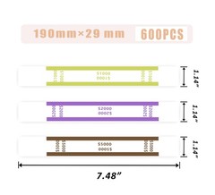 Homrelaxy 600pcs Money Bands for Cash – Self-Adhesive 600PCS, Assorted
