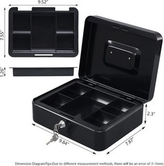 Elegant Large Lockable Cash Box with Compartments – Portable & Water-Resistant