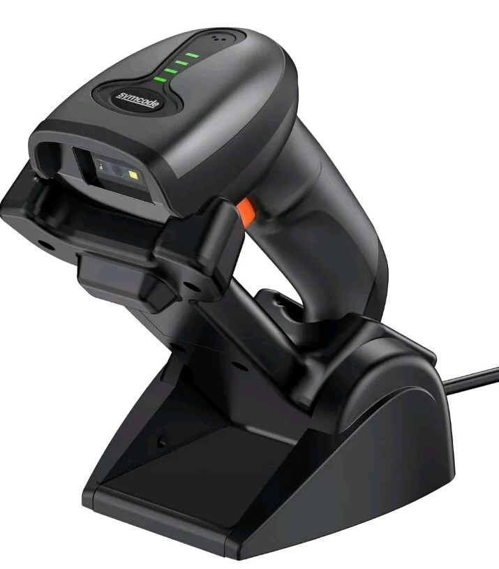 QR Industrial Bluetooth Barcode Scanner with Wireless Charging Stand, Wireless