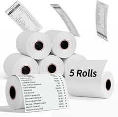 (5 Rolls) 2 1/4&Prime; X 85&prime; Thermal Receipt Paper Rolls, Cash Register POS Thermal Pa
