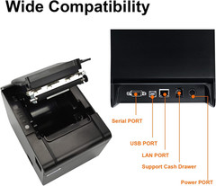 80mm USB Thermal Receipt Printer with Auto Cutter for Windows/Mac/Linux