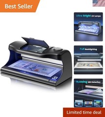 Counterfeit Bill Detector with Dual LED UV Light, 4 Easy Tests of Security St…