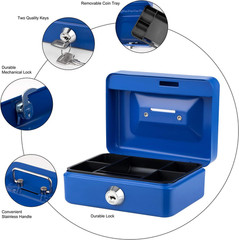 Mini Cash Box with Lock and Slot Small Cash Box with Money Tray Metal Piggy Bank