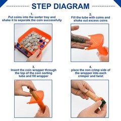 Coin Sorter Trays and Counter Tubes Roller Crimp Tool with 60 Preformed Wrapper