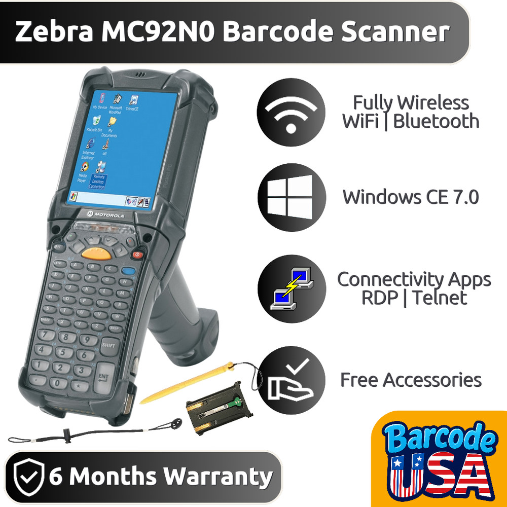 ✅Zebra MC92N0 Barcode Scanner, Wireless, Keyboard, Telnet, RDP & Accessories!🔥⭐