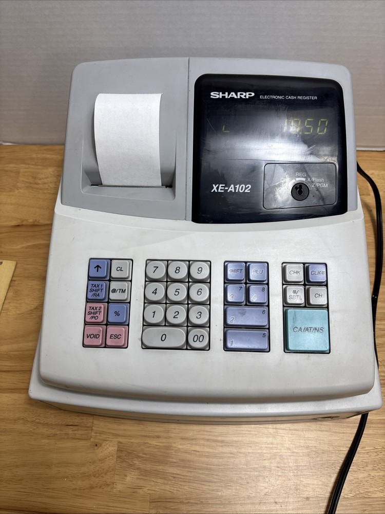 Sharp XE-A102 Electronic Cash Register NO Keys Tested Working READ