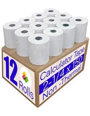 12 Rolls2 1/4 in x 150 ft Adding Machine Tape Paper Rolls, for HR-10RC, HR-17…