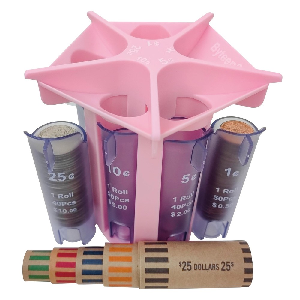 Byteen8 Coin Roller Coin Counter Tube Coin Sorter with Coin Wrappers, Change Sor