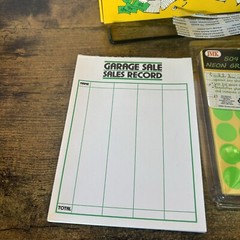 Vintage 1986 Current Inc. Gearing Up For Your Garage Sale Cash Box W Ledger +++