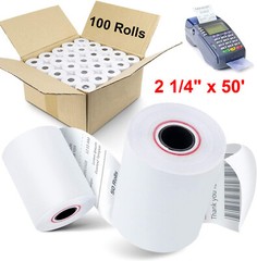 100 Rolls 2 1/4&Prime; x 50&prime; Thermal Paper Receipt Rolls Register Credit Card BPA Free