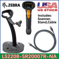 Zebra LS2208 Barcode Scanner Handheld with Stand & USB Cable LS2208-SR20007R-NA