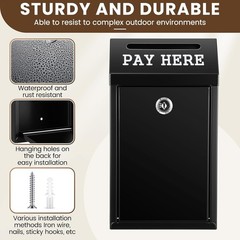 Versatile Metal Donation Cash Box – Wall Mount, Easy Setup, 10.2 x 5.7 Inch