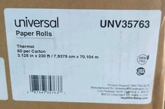 Universal Thermal Paper Rolls 3 1/8&Prime; x 230&prime; 50 Per Carton UNV35763 New Sealed