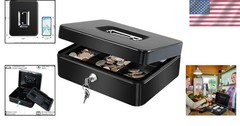 Multi-Purpose Cash Storage Box with Dual Lock & Removable Tray – 9.84in x 7.87in