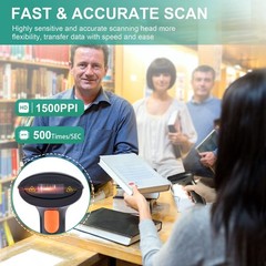 USB Barcode Scanner, Handheld Wired 1D Laser Barcode Reader with Stand Plug a…