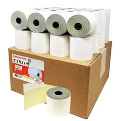28 Rolls 2 Ply Carbonless Rolls 3&Prime; X 95 Feet White/Yellow Receipt Paper POS C…