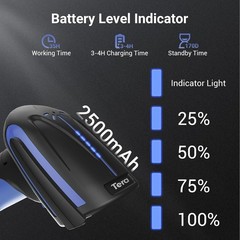 Tera Wireless Barcode Scanner With Hands-Free Stand 2500mAh Battery IP66
