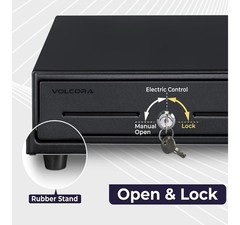13&Prime; POS Cash Drawer, 4 Bill 5 Coin Tray, RJ11/RJ12, Key Lock, Black