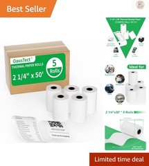 5 Rolls 2.25&Prime; x 50&prime; Thermal Receipt Paper for All POS Printers, Eco-Friendly