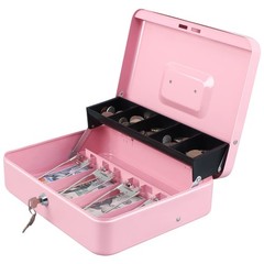 Cash Box with Money Tray and Key Lock,Tiered, Cantilever Design,4 Bill / 5 Co…