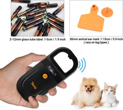 Pet Microchip Reader with D-Ring RFID Portable Animal Chip ID Scanner with OLED
