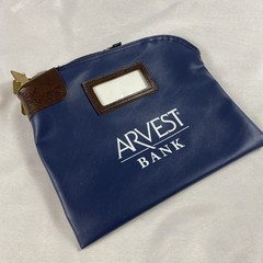 Arvest Bank 7 Pin Tumbler Locking Bank Deposit Bag Blue MMF Ind Wheeling IL