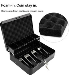 Jssmst Cash Box with Key Lock 0.7mm Steel Black