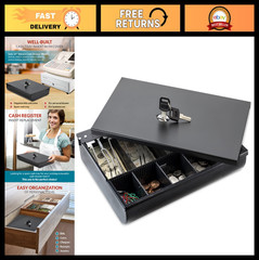 Locking Cash Drawer Tray – 11.7&Prime;x10.3&Prime; Metal Money Organizer with 4 Bill & 5 Coi