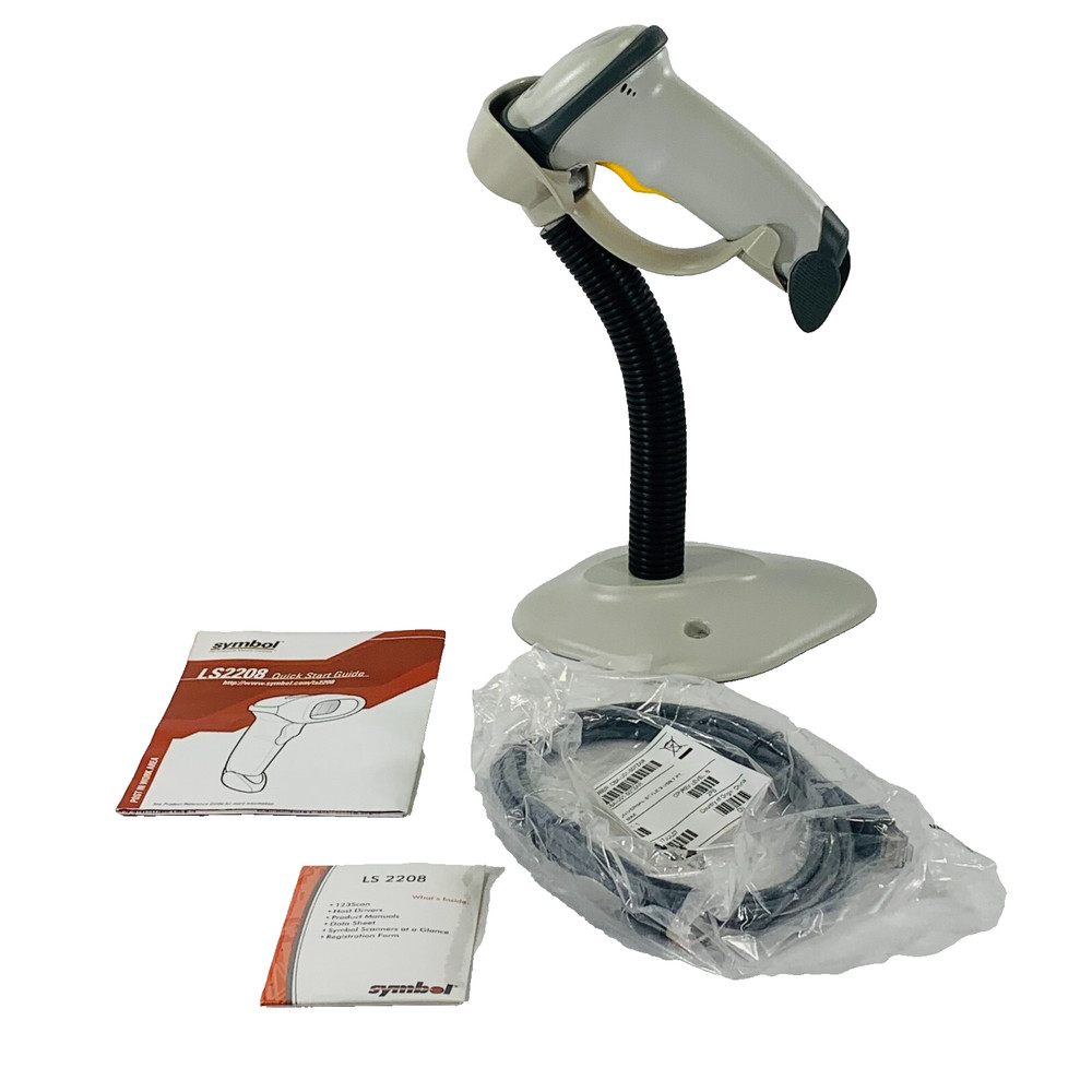 Symbol LS2208 Handheld Barcode Scanner w/ Stand USB Cable Tested Working