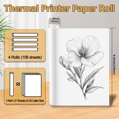 4 Rolls A4 Thermal Printer Paper 8.5×11&Prime; for M08F M832 M834 Portable Printer