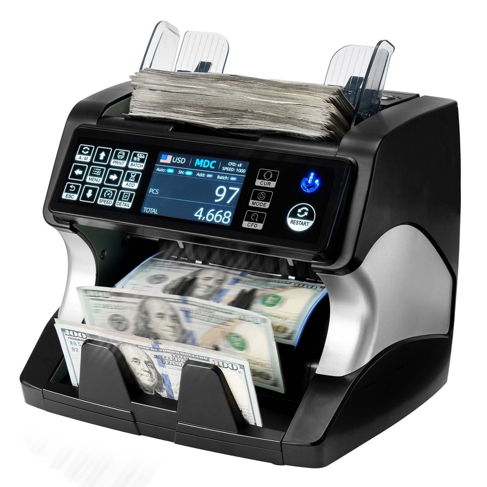 MUNBYN IMC01 Bank Grade Money Counter Machine Mixed Denomination, 2CIS/UV/IR/…