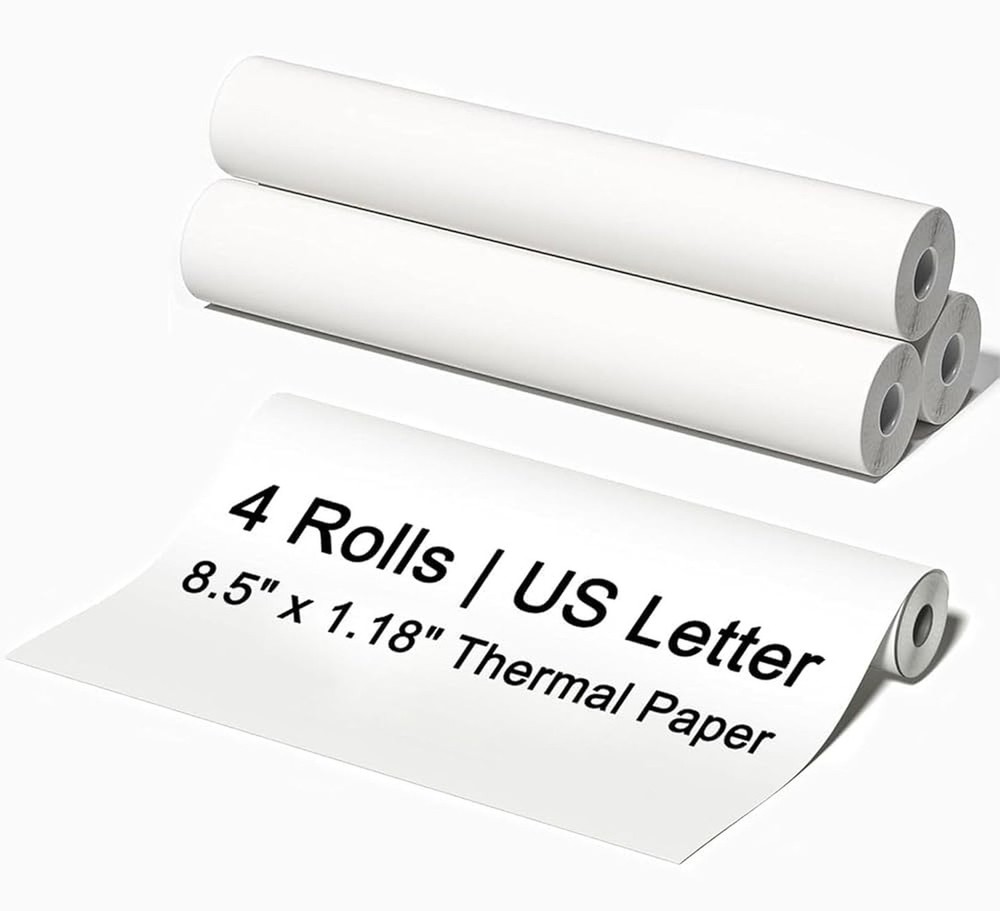 4 Rolls Thermal Paper 8.5x 11 Inches, US Letter Size Paper for Printer, Compa…
