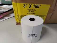 3&Prime; x 190&prime; Bond Printer Receipt Paper Rolls, 38 Rolls partial case