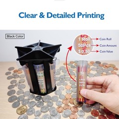 CO5IN1 Coin Counter Sorter Wrapper Machine, Change Roller Easy to Black
