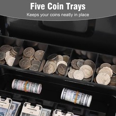 Portable Cash Box W/ Key Lock & Money Tray Organizer Home School Outdoor New