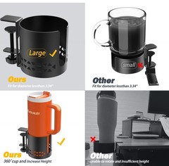 Deep Desk Cup Holder Clamp for Table,360° Rotating Anti-Spill Cup Holder fo