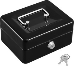 Cash Box with Key,Small Safe Lock Box with Portable Handle,Cash Drawer,5.91&Prime;x…