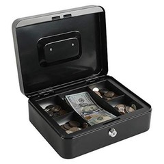 Locking Steel Large Cash Box with Removable Coin Tray and Key Lock9.84&Prime;x 7.87…