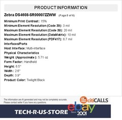 Zebra DS4608-SR00007ZZWW Standard Range Handheld 2D Imager Barcode Scanner
