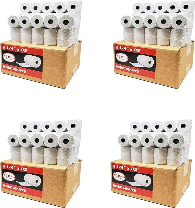 2 1/4&Prime; x 85&prime; 200 Rolls Thermal Paper works with Verifone Vx510 Vx570